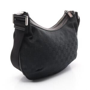 Gucci Leather Shoulder Black GG Canvas Bag